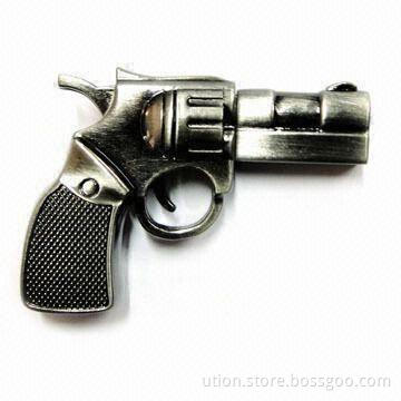 USB Flash Drive in Gun Design, Supports USB2.0 Interface, Free Logo with 1 to 32GB Capacity